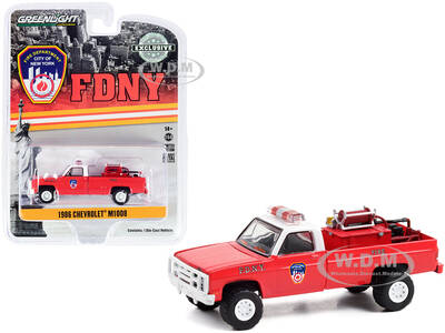 1986 Chevrolet M1008 Pickup Truck Red with White Top with Fire Equipment Hose and Tank \
