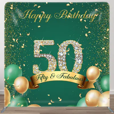 Aperturee Balloon Glitter 50Th Fabric Backdrop Cover for Birthday - Aperturee