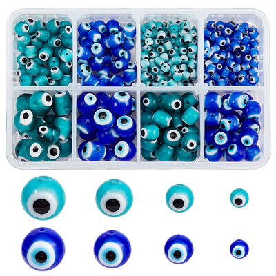 Handmade Evil Eye Lampwork Round Bead Strands