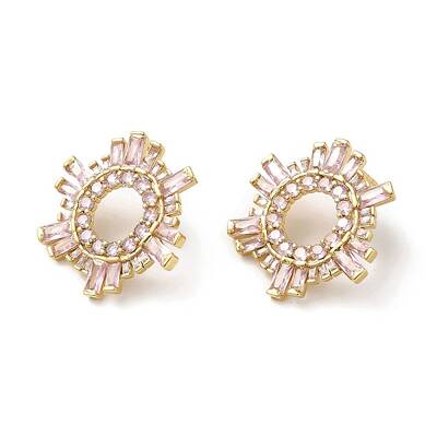 Pink Cubic Zirconia Sun Stud Earrings