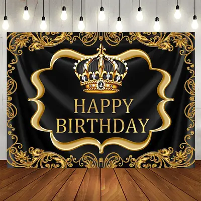 Aperturee Black gold royal crown birthday Photo backdrop