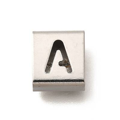 Letter Style 304 Stainless Steel Square Slide Charms