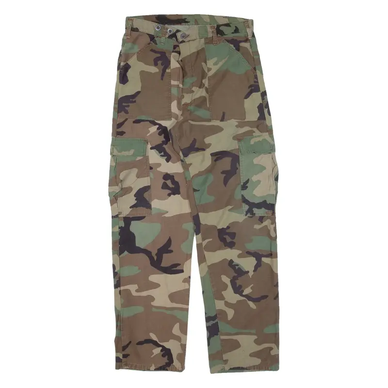 Cargo Camo Mens Trousers Green Regular Straight W30 L30