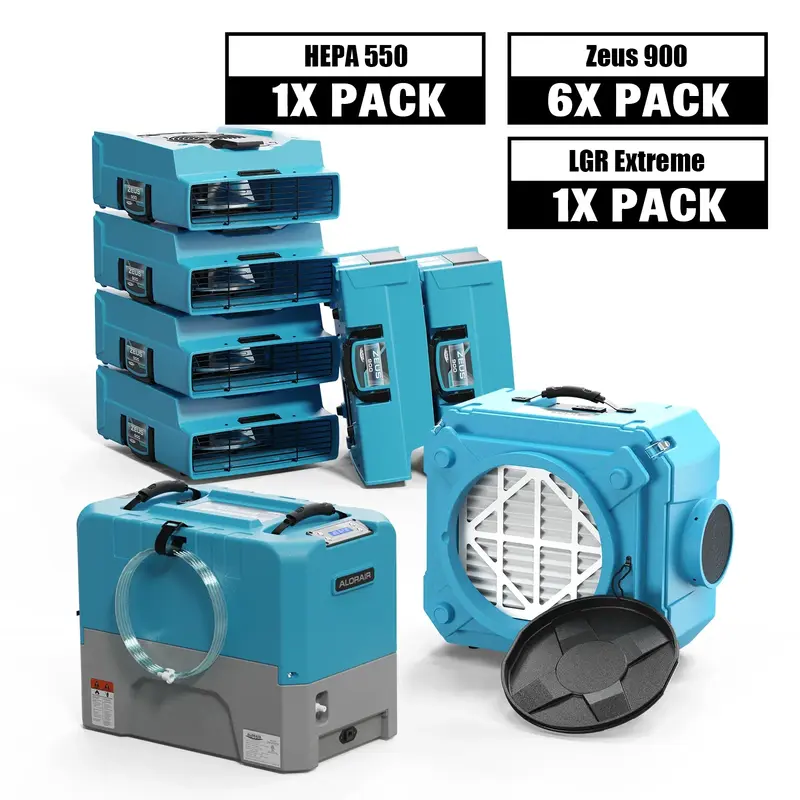 Alorair Water Damage Restoration Equipment, 1 X Storm LGR Extreme Commercial Dehumidifier, 6 X Zeus 900 Air Mover, 1 X - Gree...