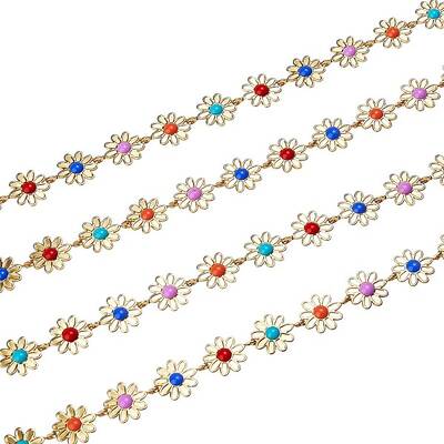 2M Brass Enamel Flower Link Chains