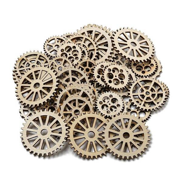 Undyed Wood Steampunk Pendants