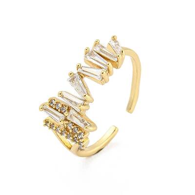 Triangle Brass Micro Pave Clear Cubic Zirconia Open Cuff Rings