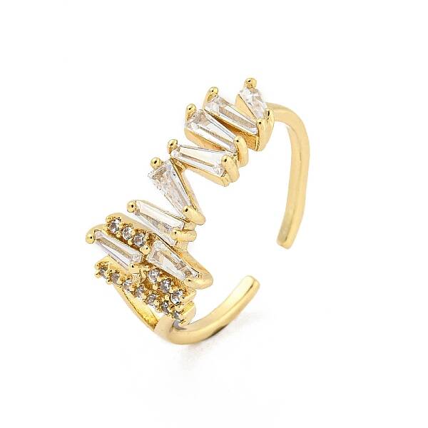 Triangle Brass Micro Pave Clear Cubic Zirconia Open Cuff Rings
