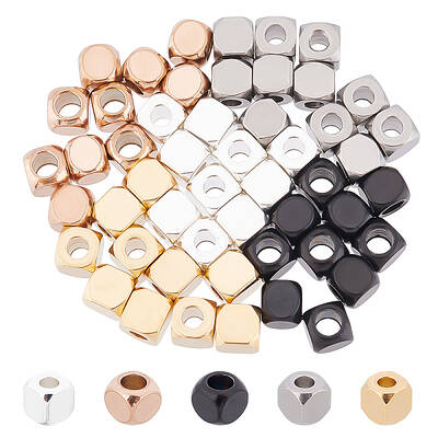50Pcs 5 Colors 304 Stainless Steel Beads
