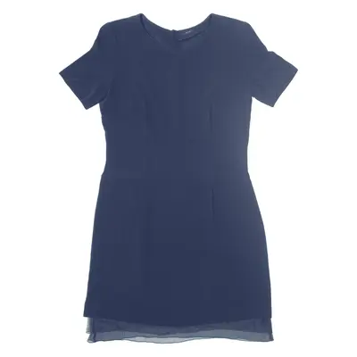 JOSEPH Fit & Flare Dress Blue Short Sleeve Knee Length Womens UK 14