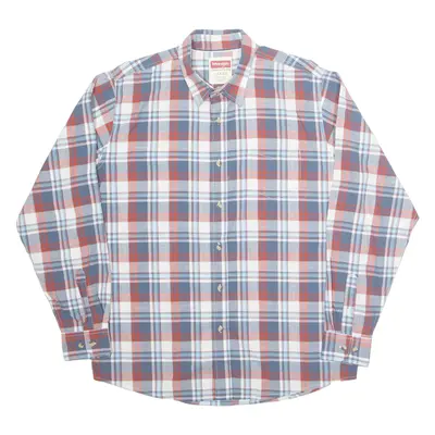 WRANGLER Mens Shirt Blue Check Long Sleeve L