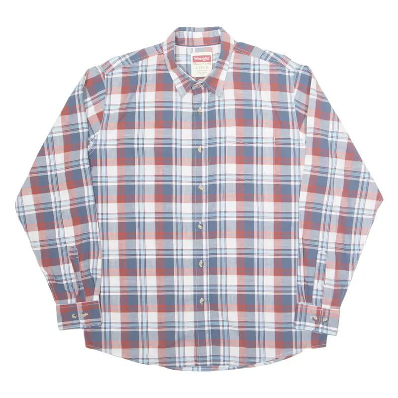WRANGLER Mens Shirt Blue Check Long Sleeve L