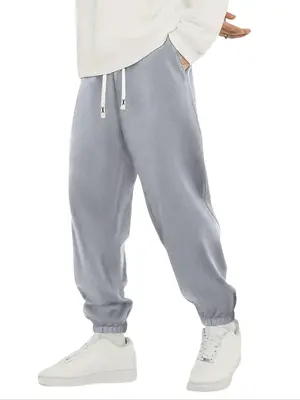 Men's Solid Pocket Drawstring Waist Jogger Pants, Regular Fit Casual Comfy Sweatpants for Spring & Fall, Men's Bottoms for D...