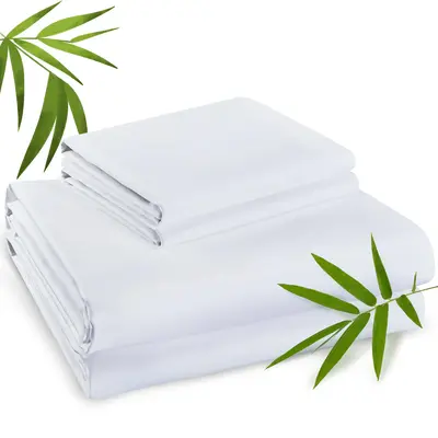 Emircey 3 Piece Bamboo Sheets Set (1 Fitted Sheet + 2 Pillowcases) – Soft, Breathable, Cooling Bedding for Home, and Dorm, ...