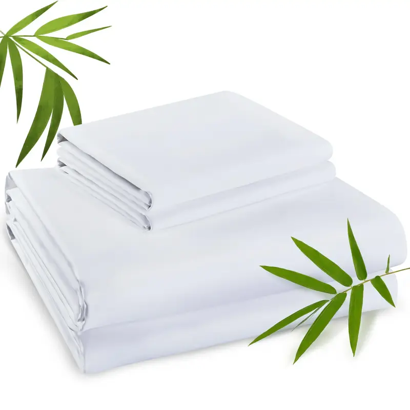 Emircey 3 Piece Bamboo Sheets Set (1 Fitted Sheet + 2 Pillowcases) – Soft, Breathable, Cooling Bedding for Home, and Dorm, ...