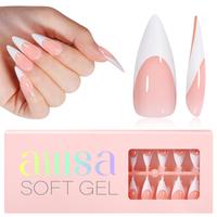 Aillsa Long Stiletto French Tip Press on Nails- 180pcs Full Cover Soft Gel Nail Tips 15 sizes Acrylic Fake Nails reusable fak...
