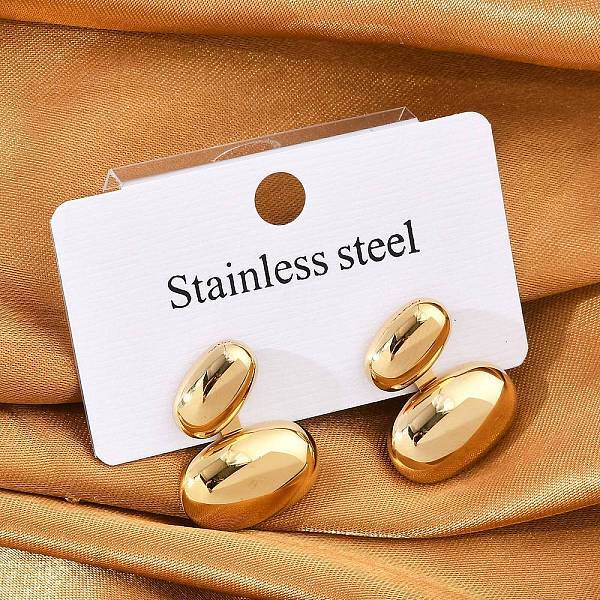 304 Stainless Steel Oval Stud Earrings