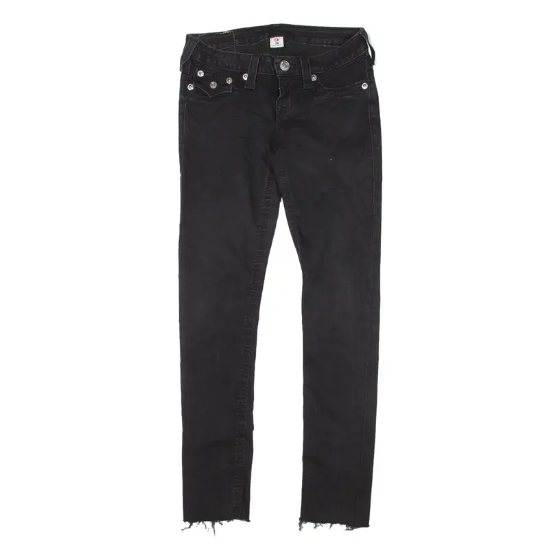 TRUE RELIGION Low Rise Y2K Jeans Black Denim Slim Skinny Womens W26 L28