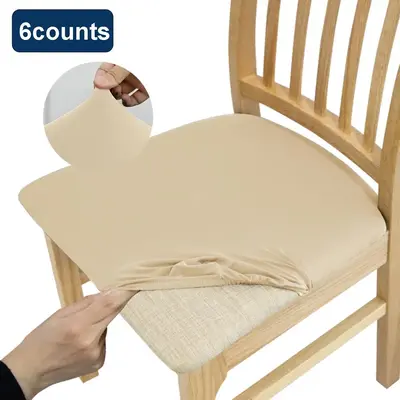 Solid Color Chair Cushion Cover, 6 Counts Chair Seat Protector, Chair Seat Cover for Home Kitchen Dining Room