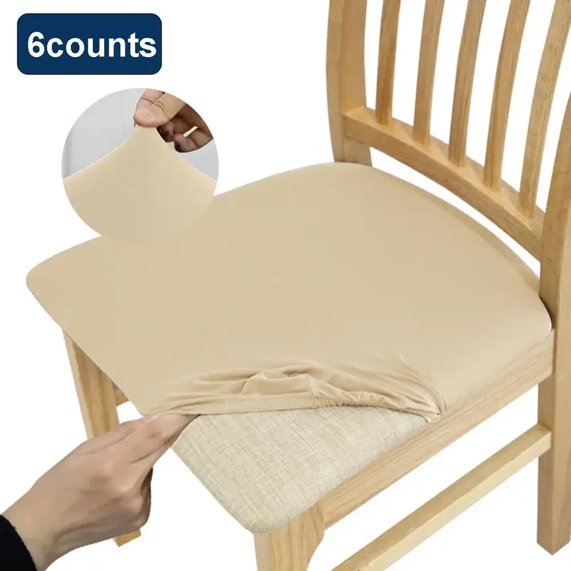 Solid Color Chair Cushion Cover, 6 Counts Chair Seat Protector, Chair Seat Cover for Home Kitchen Dining Room