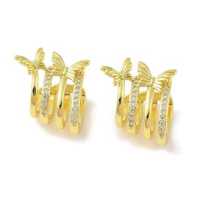 Brass Micro Pave Clear Cubic Zirconia Cuff Earrings for Women