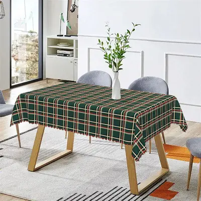 Vintage Green Line Plaid Christmas Dining Tablecloth - Aperturee