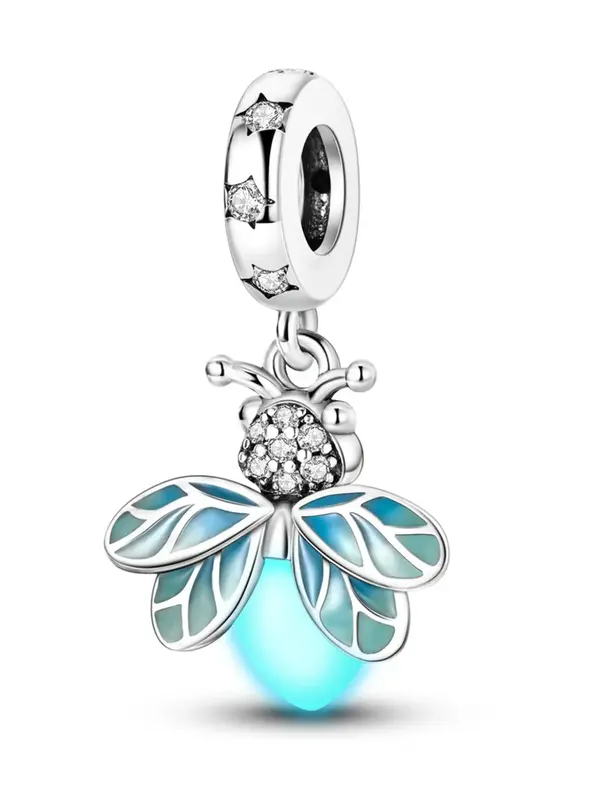 Rhinestone & Glow in the Dark Decorative Firefly Dangle Charm, Pendants, Artificial Zircon Decor Bead, Diy Jewelry Making Sup...