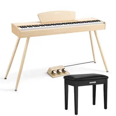 Donner DDP-80 Wooden Digital Piano - Light Oak / Piano+Black Bench