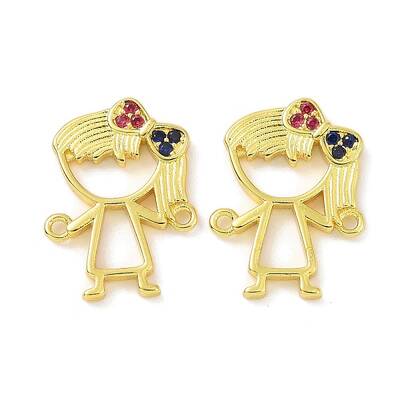 Real 18K Gold Plated Brass Micro Pave Cubic Zirconia Connector Charms