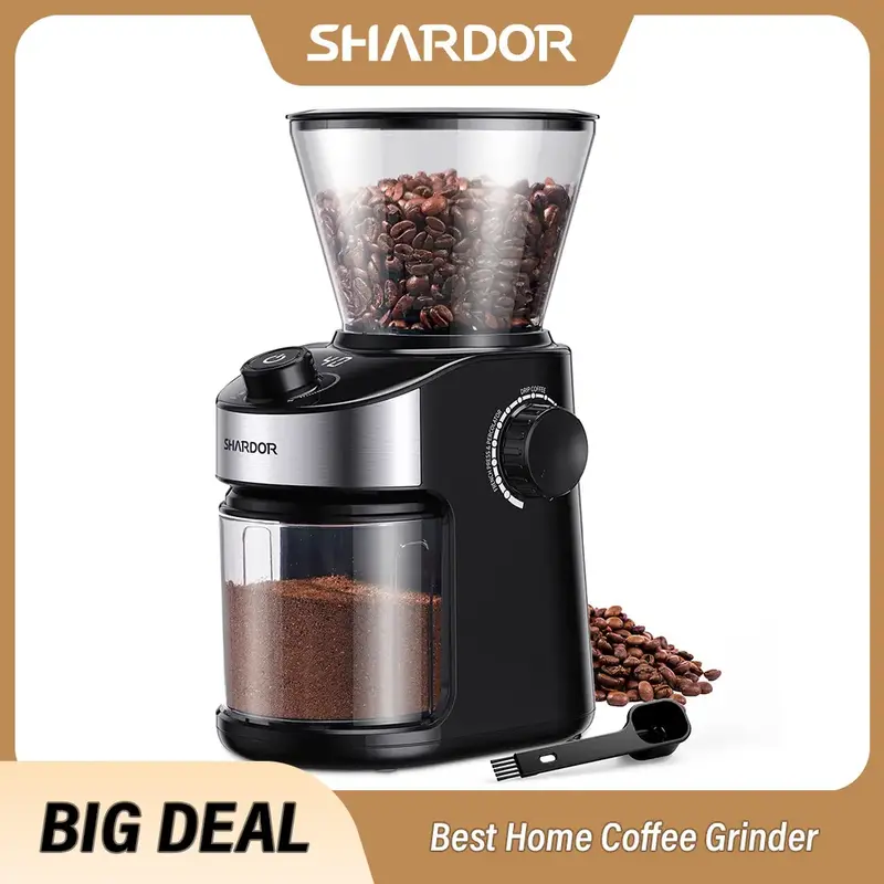 Coffee Grinder Burr Electric, Automatic Coffee Bean Grinder with 40 Seconds Digital Timer Display, Adjustable Burr Mill with ...