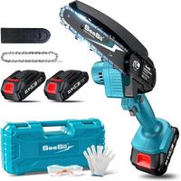 Mini Chainsaw 6 inch Cordless, SeeSii Handheld Electric Power Chain Saw with Battery for Tree Trimming Wood Cutting, Best Gif...