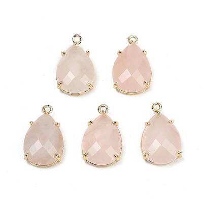 Natural Rose Quartz Faceted Pendants