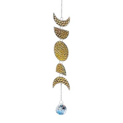 Moon Phase Theme Crystal Glass Sun Catcher Pendant