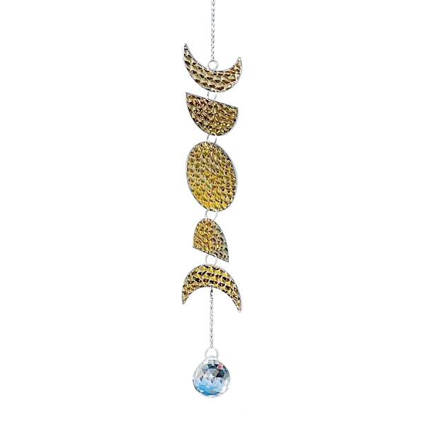 Moon Phase Theme Crystal Glass Sun Catcher Pendant