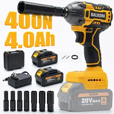 295 Ft-Lbs High Torque Cordless Impact Wrench, Electric Impact Gun, With 4.0Ah battery, 7 Sockets, 1 Fast Charger and 1 Tool ...