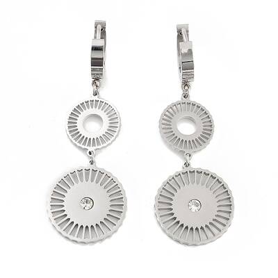 Flat Round 304 Stainless Steel Dangle Earrings