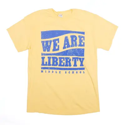 GILDAN Liberty Middle School T-Shirt Yellow USA Short Sleeve Mens M