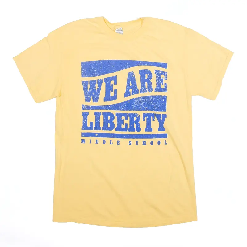 GILDAN Liberty Middle School T-Shirt Yellow USA Short Sleeve Mens M