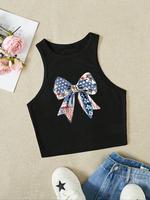 Women's American Flag Print Round Neck Tank Top, Casual Sleeveless Top for Fourth Of July, Ladies Clothes for Daily Wear, Sle...