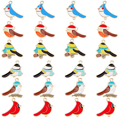 24Pcs 6 Style Alloy Enamel Pendants