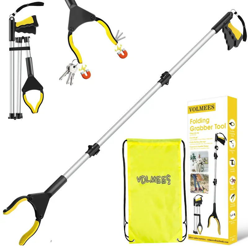 Volmees 43 Extra Long Grabber Reacher Tool, Grabbers for Seniors Grab it Reaching Tool w/Anti-Drop Cord, Lightweight Trash ...