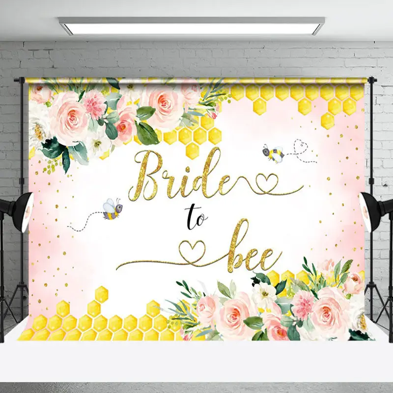 Aperturee Bride To Bee Honeycomb Floral Bridal Shower Backdrop