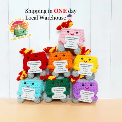 Emotional Support Crochet Dumpster Fire Amigurumi, Buring Fire, Funny Crochet Meme, I'm Fine, Holiday Gift, Crochet Transh Ca...