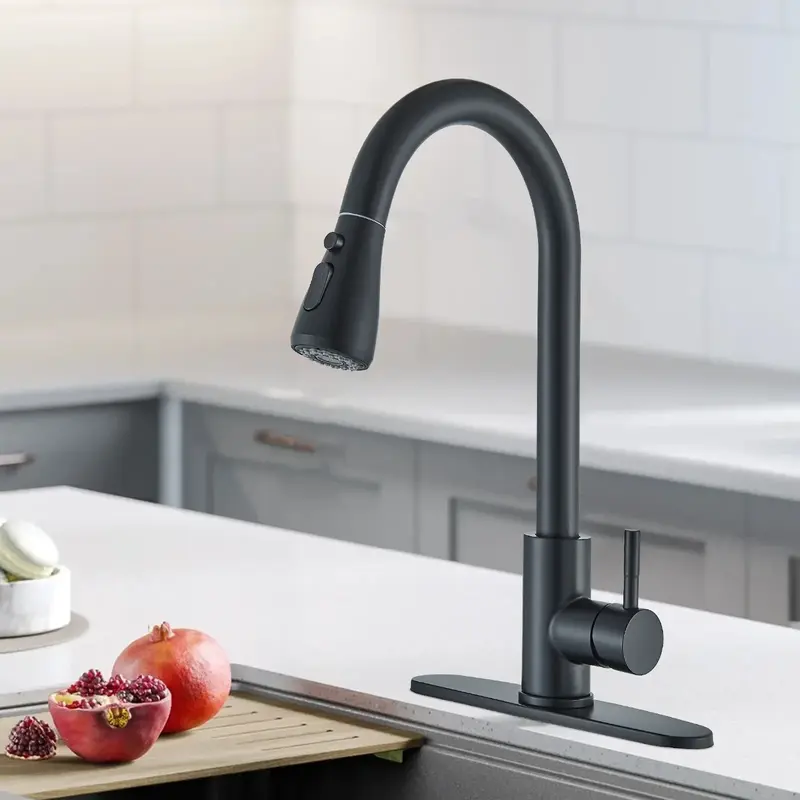 Black Kitchen Faucet with Pull Down Sprayer,Single Handle Kitchen Sink Faucet Commercial for 1 or 3 Hole Modern Mixer Tap,360...