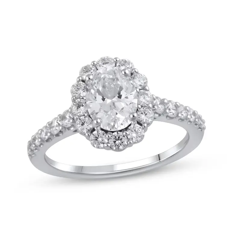 14K White Gold 1 to 3.5 CT. T.W Oval Lab Created Diamond Engagement Ring D VVS1-VS1 Clarity 3EX IGI Certified