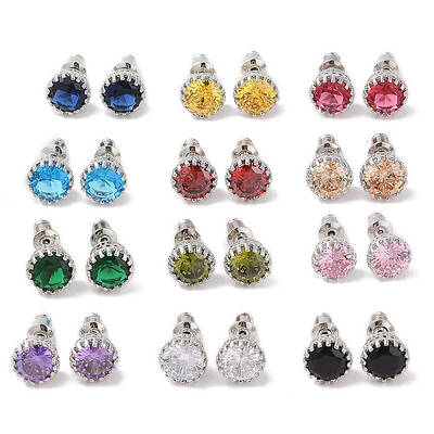 Rack Plating Brass Pave Single Cubic Zirconia Stud Earrings