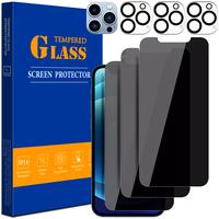 3 Pack Privacy Screen Protector with 3 Pack Camera Lens Protector For iPhone 16 15 14 13 12 11 Pro Max Tempered Glass Privacy...