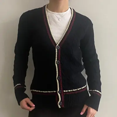 Graffiti Cardigan - Medium Navy Virgin Wool