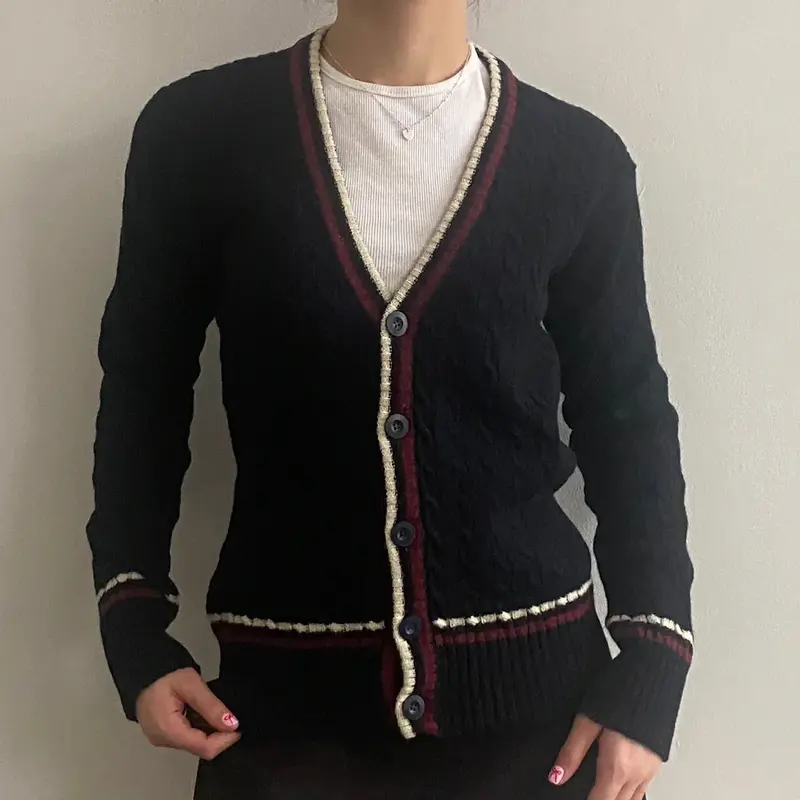 Graffiti Cardigan - Medium Navy Virgin Wool