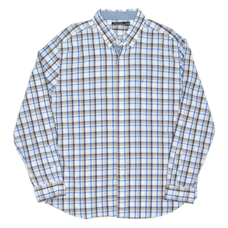 NAUTICA Mens Shirt Blue Check Long Sleeve XL